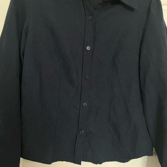 PASSPORTS Women’s Navy Blue Faux Suede Blouse Size Small - Picture 2 of 4